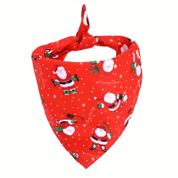 Pañuelos Navideños Para Mascotas, Árbol De Navidad Y Papá Noel - Rojo
